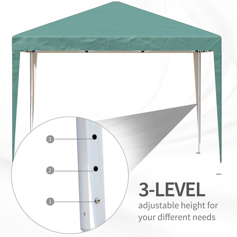 Best 3 x 3M Garden Pop Up Gazebo Height Adjustable Marquee Party Tent Wedding Canopy with Carrying Bag, Green - Image 6