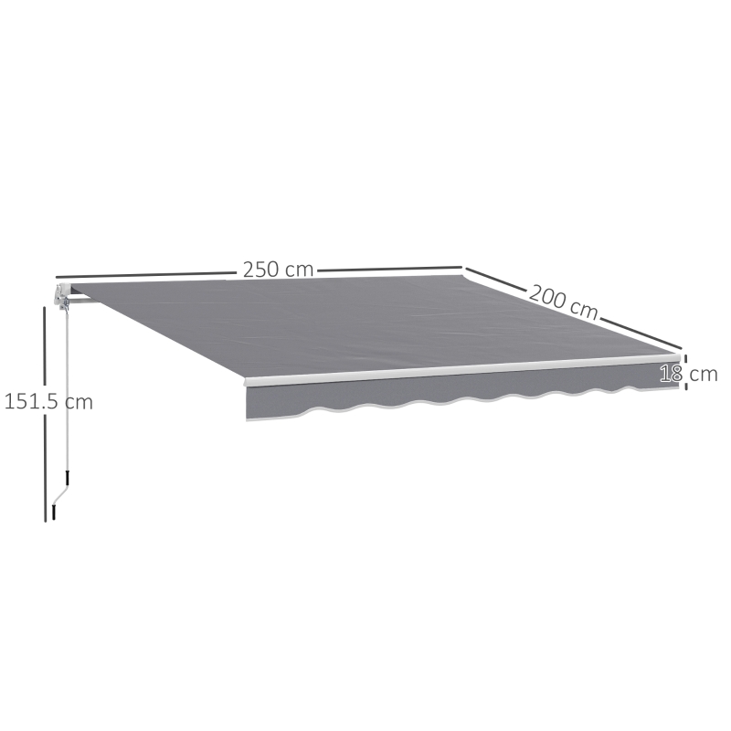 Best 2 x 2.5m Manual Retractable Awning - Dark Grey - Image 3