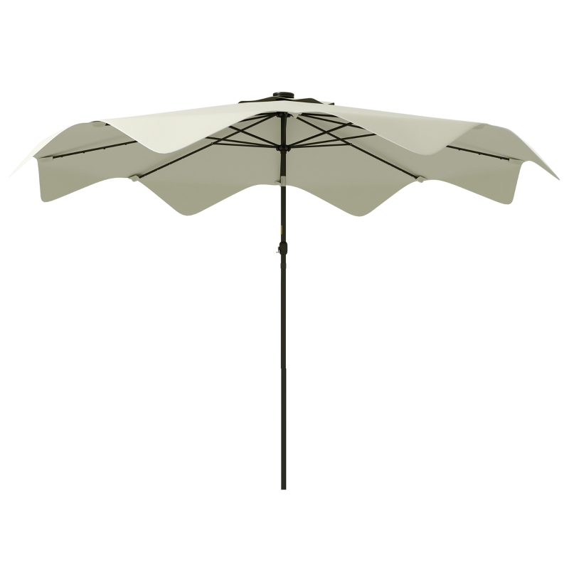 Best Solar Patio Umbrella with LED and Tilt, Outdoor Market Table Umbrella Parasol with Crank, 3 x 3 (m), Cream White - Image 11