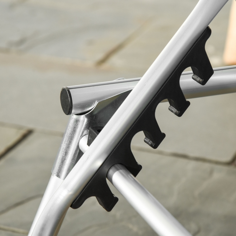 Best Foldable Reclining Sun Lounger Lounge Chair Camping Bed Cot w/ Pillow 4-Level Adjustable Back Aluminium Frame Grey - Image 9