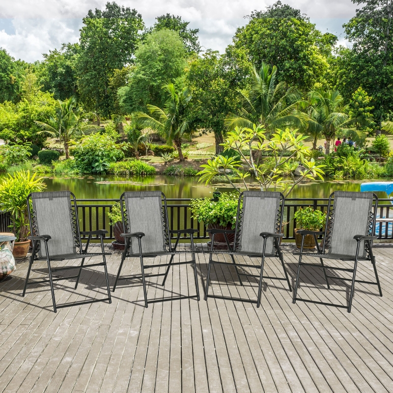 Best Pieces Patio Folding Chair Set, Outdoor Portable Loungers for Camping Pool Beach Deck, Lawn Chairs with Armrest Steel Frame, Mixed Grey - Image 10