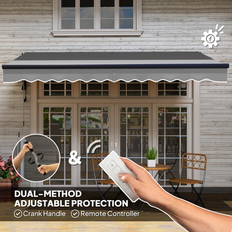 Best 3.5 x 3(m) Electric Awning with Remote Controller, Aluminium Frame DIY Retractable Awning, UV30+ Sun Shade Canopy for Garden Patio Deck Door Window, Dark Grey - Image 4