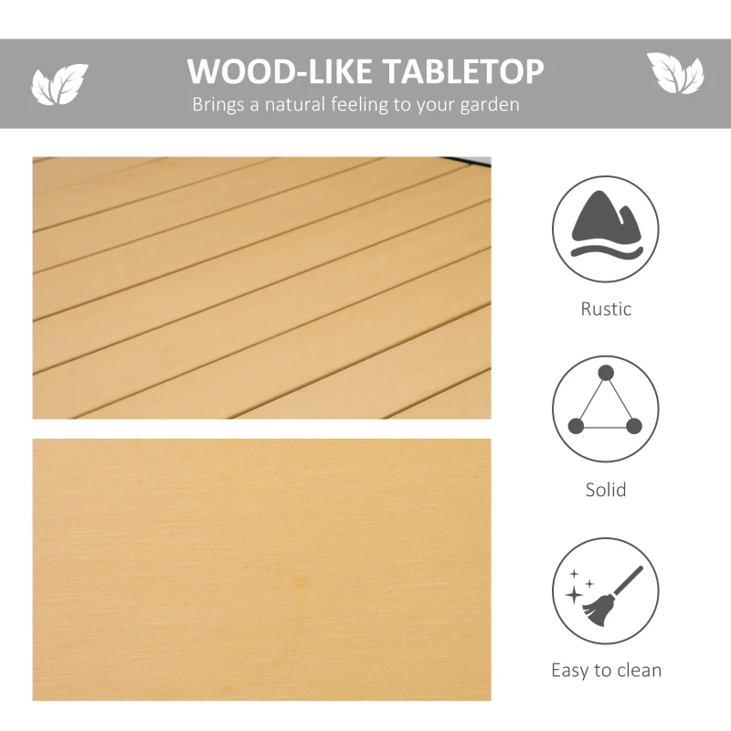 Best Aluminium Outdoor Garden Dining Table for 8 People, Faux Wood Top, for Garden, Patio, 190 x 90 x 74 cm, Natural - Image 4