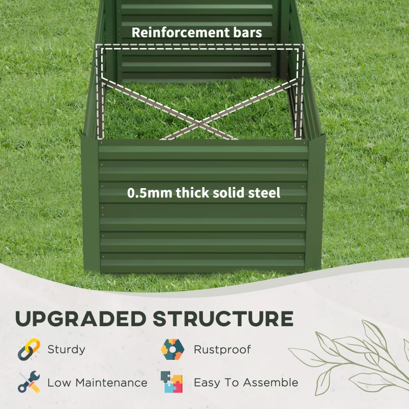 Best Raised Beds for Garden, Galvanised Steel Outdoor Planters with Multi-reinforced Rods, 180 x 90 x 59 cm, Green - Image 5