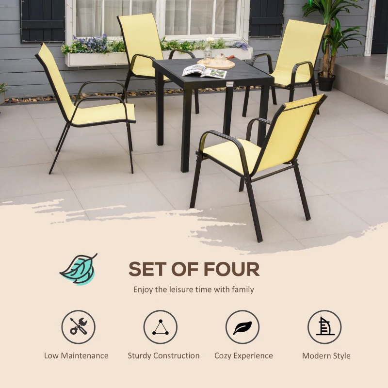 Best Set of Four Stackable Mesh Seat Chairs - Beige - Image 4
