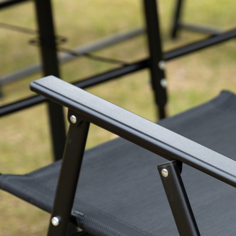 Best Eight-Piece Garden Dining Set, with Chairs, Table and Parasol - Black - Image 11