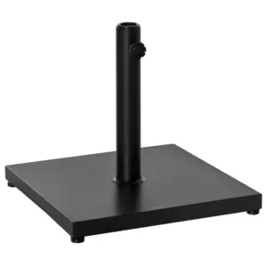 Best Φ35/38/48MM 18KG Steel Square Parasol Stand Base w/ Adjustable Knob Umbrella Stand Garden Patio Outdoor Home, Black