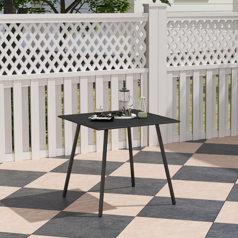 Best Square Garden Table with Slat Top, Steel Frame, Outdoor Table for 4 Person, 80 x 80 x 74 cm, Black - Image 10