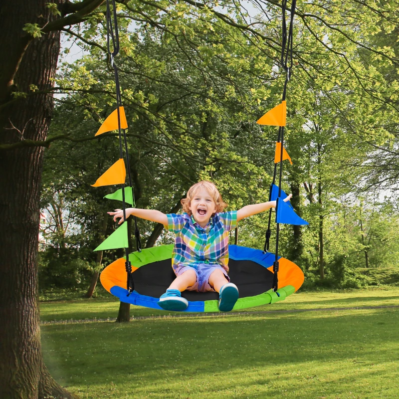 Best Kid Nest Swing Seat Saucer Tree Swing 40 Inch/100cm Adjustable Rope Outdoor Indoor for Kids Over 3 Years Old Multi-Colour - Image 2