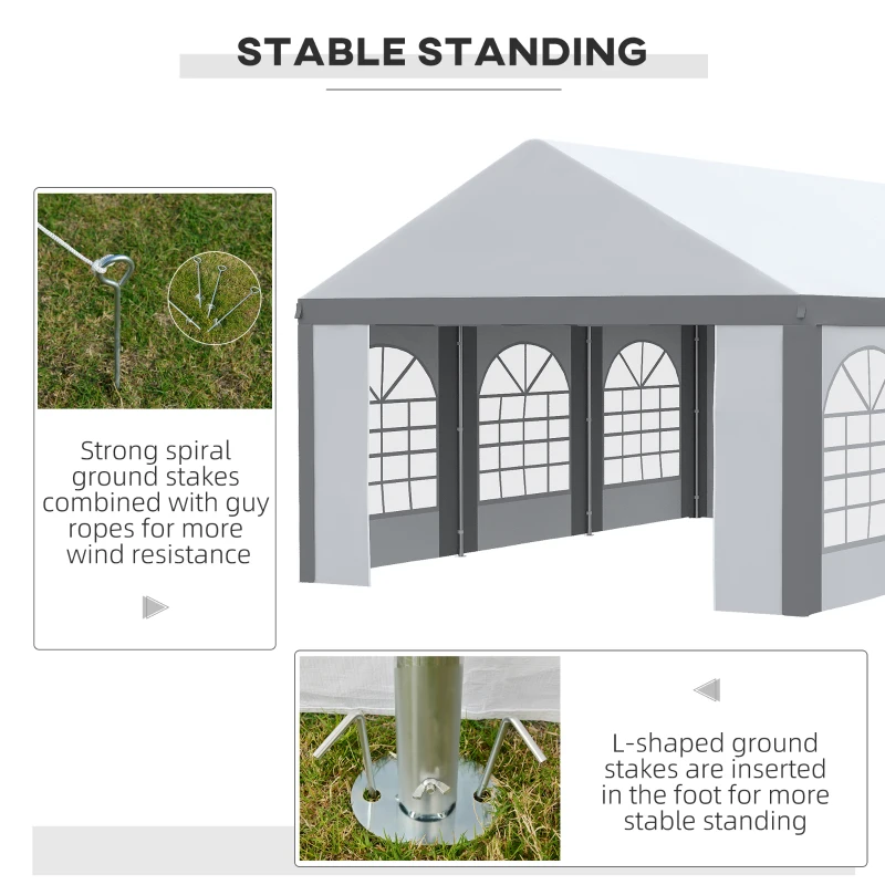 Best 6 x 4m Galvanised Party Tent, Marquee Gazebo with Sides, Six Windows and Double Doors, for Parties, Wedding and Events - Image 6