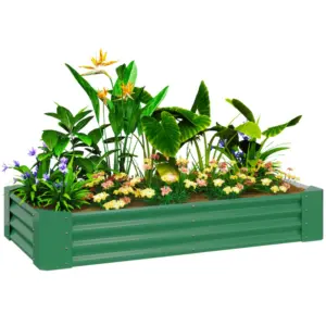Best 180 x 90cm Galvanised Steel Open Planter - Green