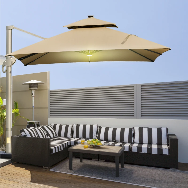Best 3 x 3(m) Aluminium Sun Square Canopy Top w/ Adjustable Pole Angle Khaki - Image 2