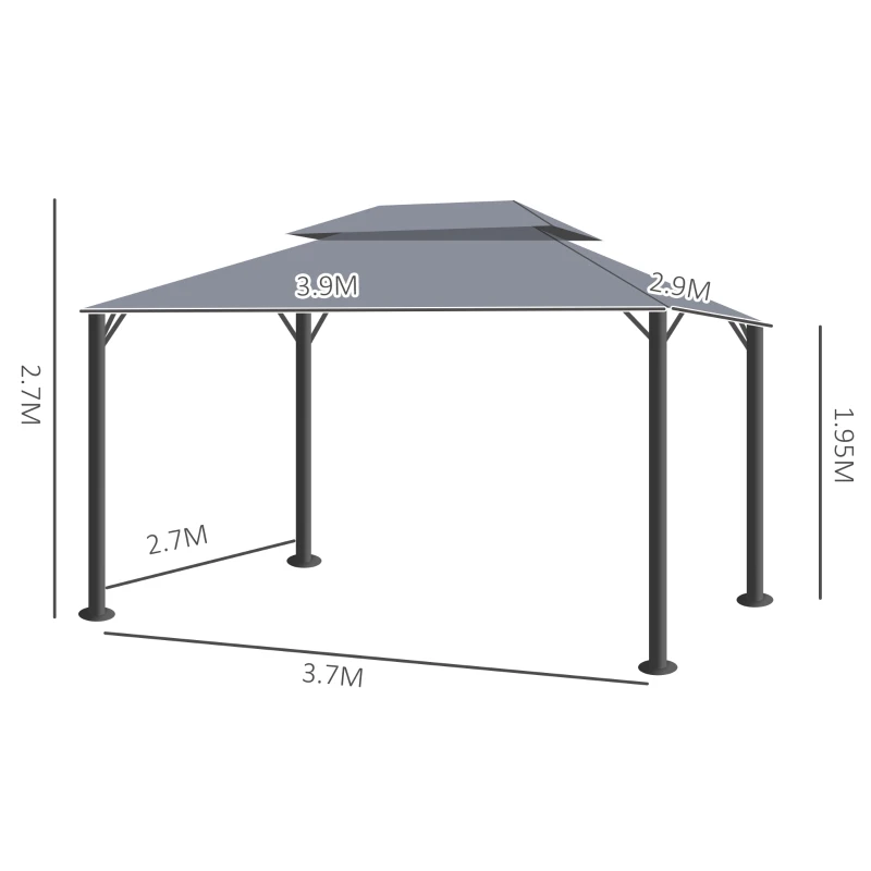 Best 3 x 4m Aluminium Garden Gazebo, Marquee Canopy Shelter Pavilion Party Tent with Nets and Curtains for Garden and Deck, Dark Grey - Image 3