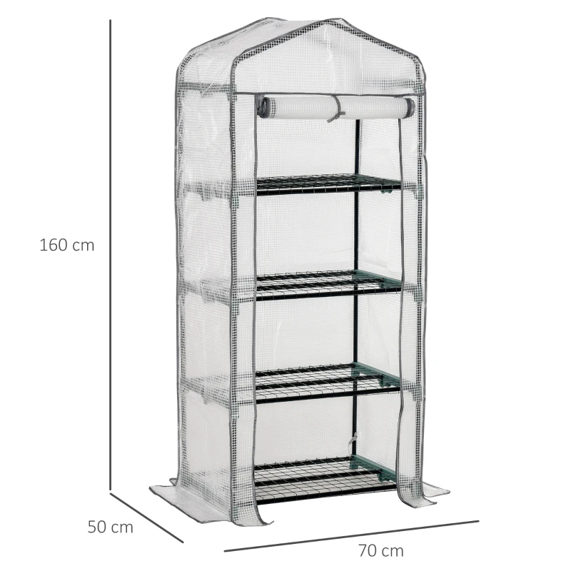 Best 4 Tiers Mini Portable Greenhouse Compact Plant Grow Shed Metal Frame PE Cover 160H x 70L x 50Wcm - Image 3