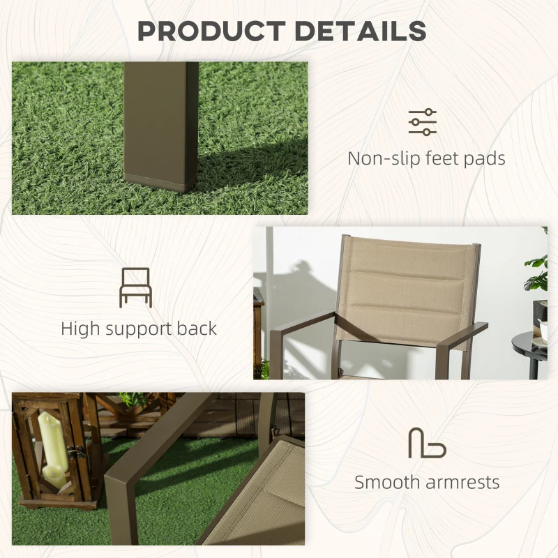 Best Set of Two Aluminium Stacking Garden Chairs - Khaki - Image 6