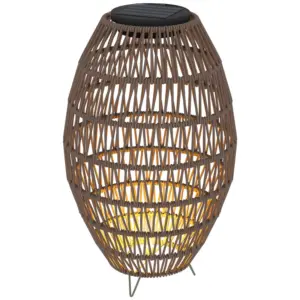 Best Rattan Solar Lamp, Garden Solar Lantern with Auto On/Off Light, IP44 Waterproof, Decorative Outdoor Rattan Lamp for Porch, Pathway, Dark Brown