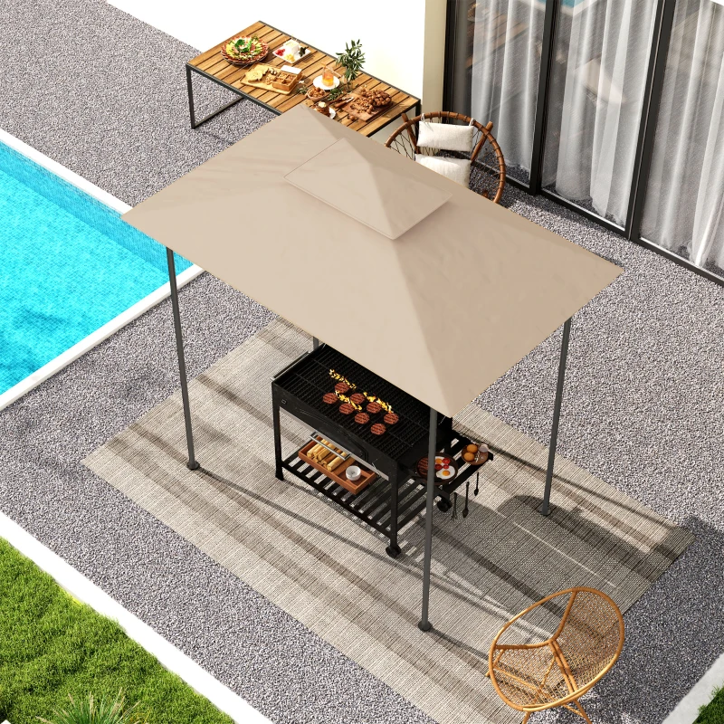 Best Grill Gazebo Replacement Canopy Roof for 1.5 x 2.4m Frame, UPF50+ Protection, Double Tiered 5' x 8' Outdoor BBQ Gazebo Cover Replacement, TOP COVER ONLY, Beige - Image 7