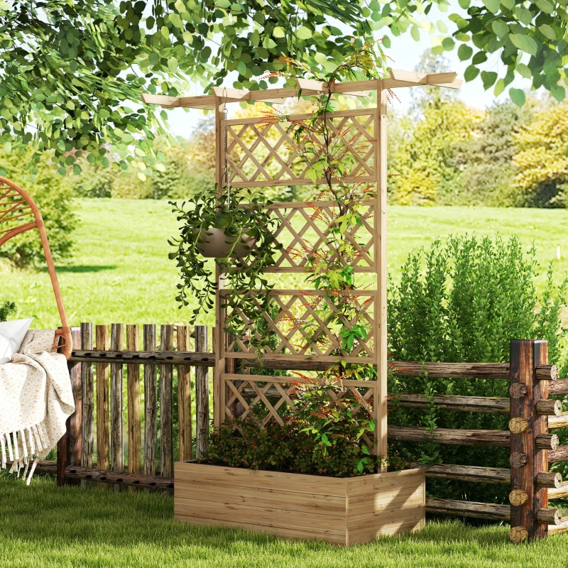 Best Wooden Trellis Planter Box, Raised Garden Bed to Grow Vegetables, Herbs and Flowers, Natural Tone - Image 2