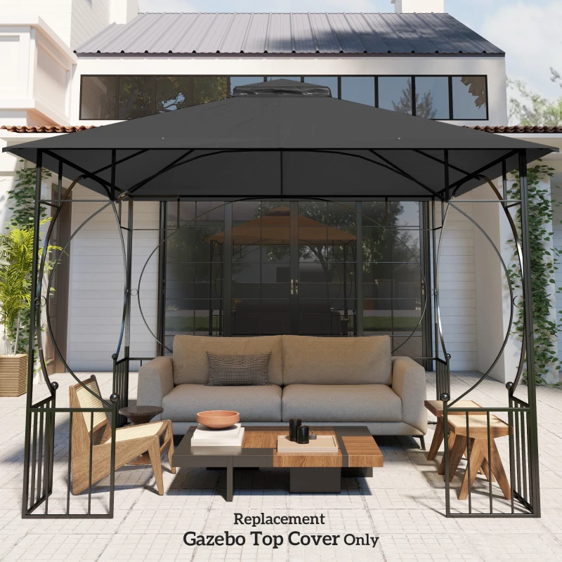 Best 3x3(m) Replacement Gazebo Canopy, Double Tier Roof Top for Garden, Patio, Outdoor, Black (TOP ONLY) - Image 8