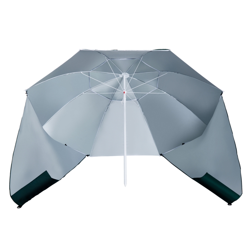 Best 2m UV Protection Fishing Beach Umbrella Brolly Shelter w/ Side Panel Tent Green - Image 15