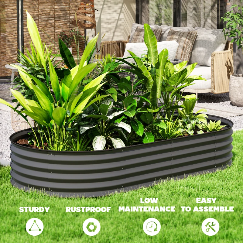 Best Set of Two 181 x 93cm Steel Planters - Dark Grey - Image 8