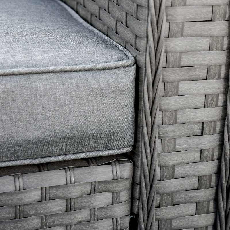 Best 5 PCs PE Rattan Wicker Corner Sofa Set Bonzer Outdoor Conservatory Furniture Lawn Patio Tea Table Footstool w/ Cushion - Grey - Image 9