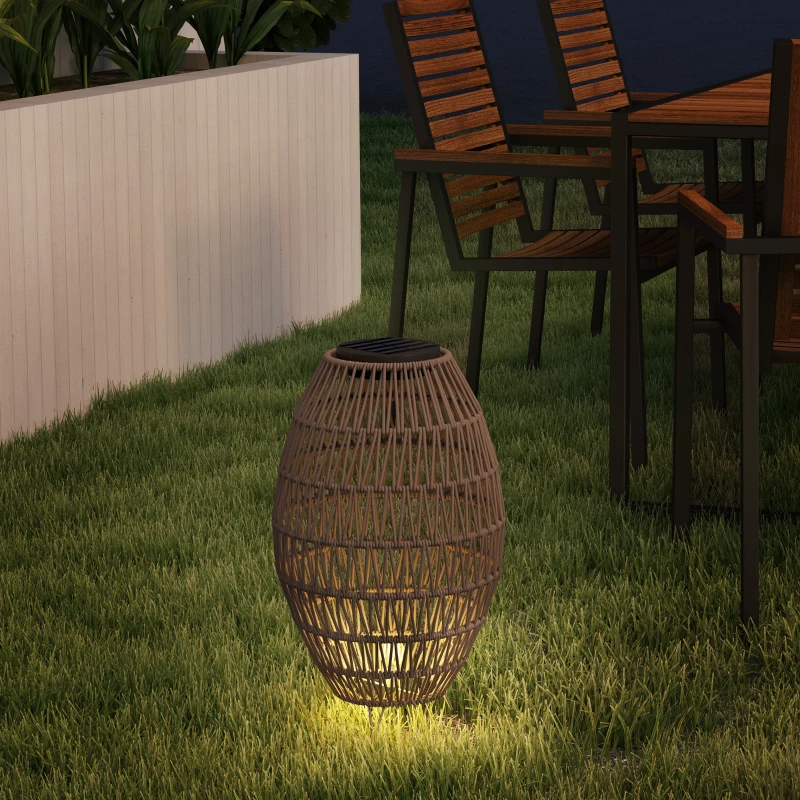 Best Rattan Solar Lamp, Garden Solar Lantern with Auto On/Off Light, IP44 Waterproof, Decorative Outdoor Rattan Lamp for Porch, Pathway, Dark Brown - Image 8