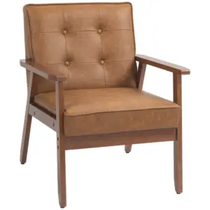 Best Retro-Style Accent Chair, with Faux Leather Seat - Brown