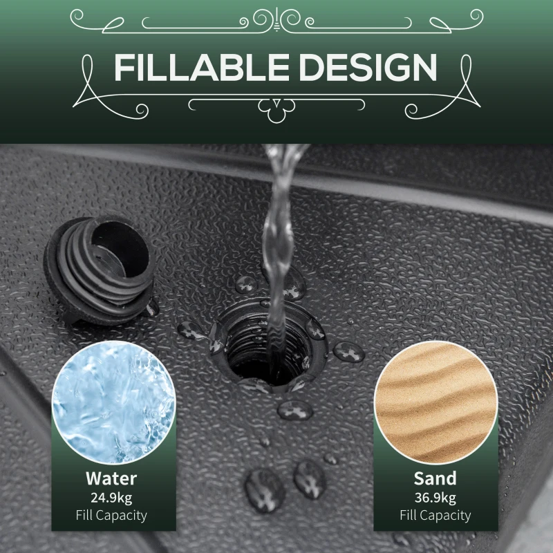 Best Octagonal Garden Parasol Base Holder Outdoor Market Umbrella Stand Weights, Up to 28kg Water Filled or 40kg Sand Filled, Black - Image 5