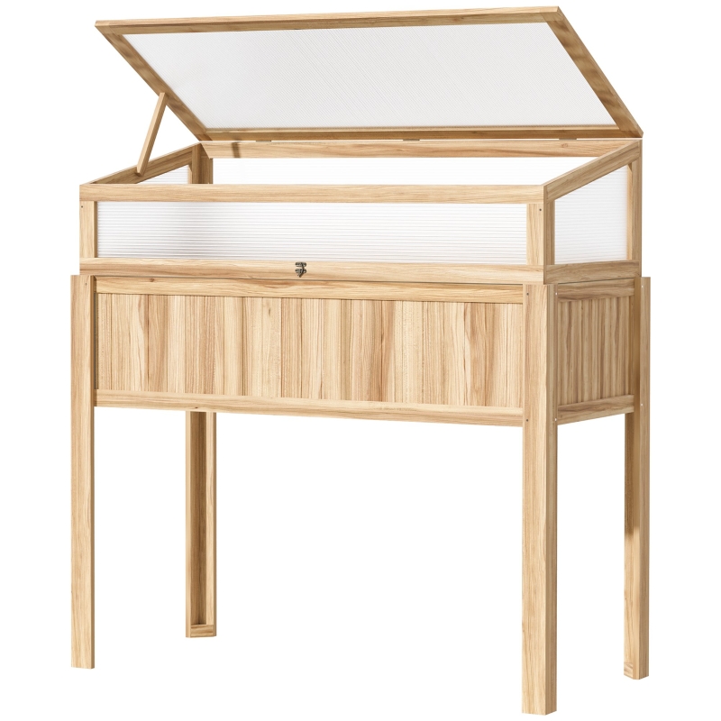 Best Raised Garden Bed 2-IN-1 Wood Cold Frame Greenhouse with Elevated Garden Box, Openable Top for Flowers, Vegetables, Plants, Natural - Image 11