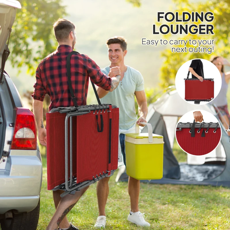 Best Five-Position Reclining Sun Lounger - Red - Image 7