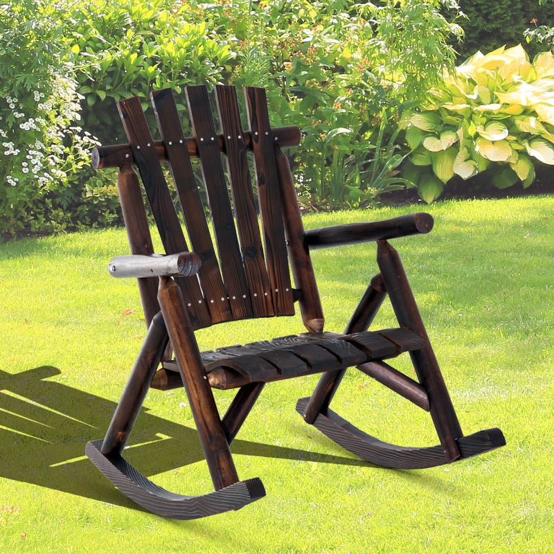 Best Outdoor Fir Wood Rustic Patio Adirondack Rocking Chair Traditional Rustic Style & Pure Comfort - Image 10