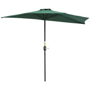 Best 2.7m Garden Half Parasol, Outdoor Balcony Umbrella with 5 Steel Ribs, Patio Sun Shade, Green