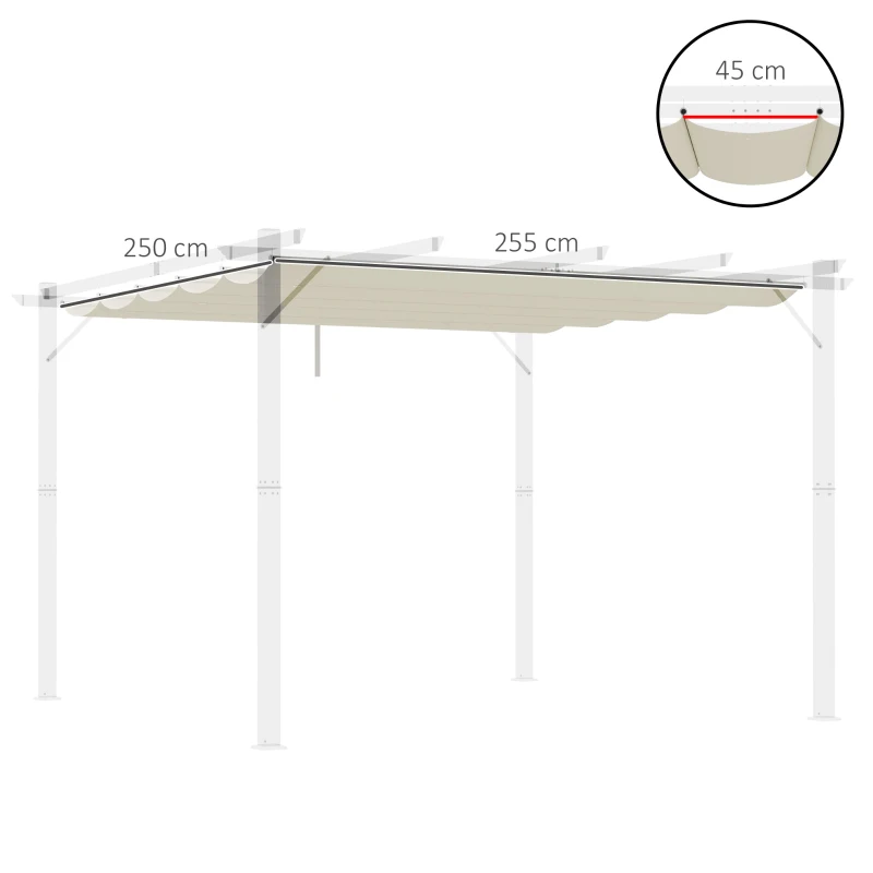 Best Retractable Pergola Shade Cover, Replacement Canopy Fabric for 3 x 3 (m) Pergola, Gazebo Retractable Roof, Cream White - Image 3