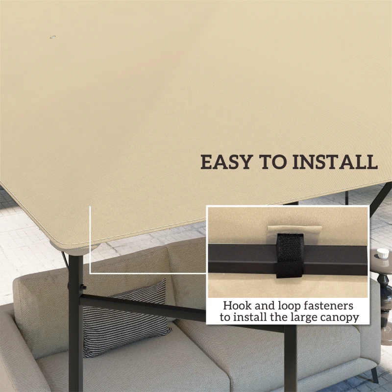 Best 3 x 3(m) Gazebo Canopy Replacement Cover, Garden Gazebo Roof Replacement with Drain Holes, Water Resistant PVC Coating, 370g/㎡, UPF30+, TOP COVER ONLY, Beige - Image 5