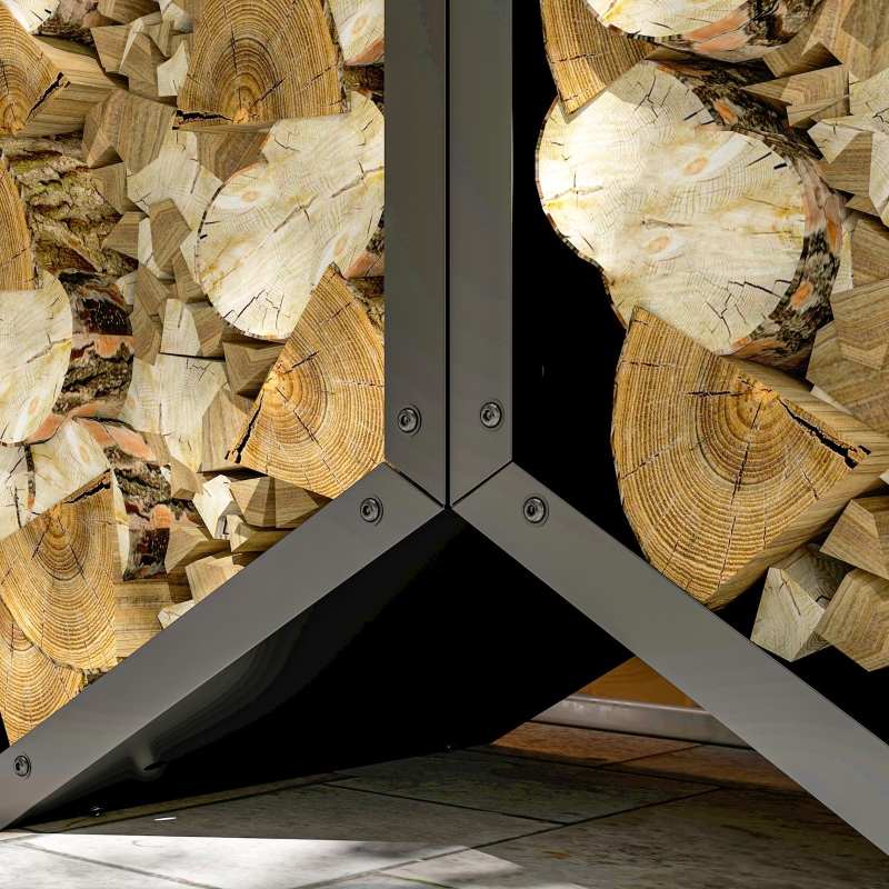 Best Fireplace Log Rack, Steel Firewood Log Holder, 3 Hexagon Boxes, Indoor Outdoor Wood Storage Shelf, 113 x 37 x 113cm, Black - Image 9