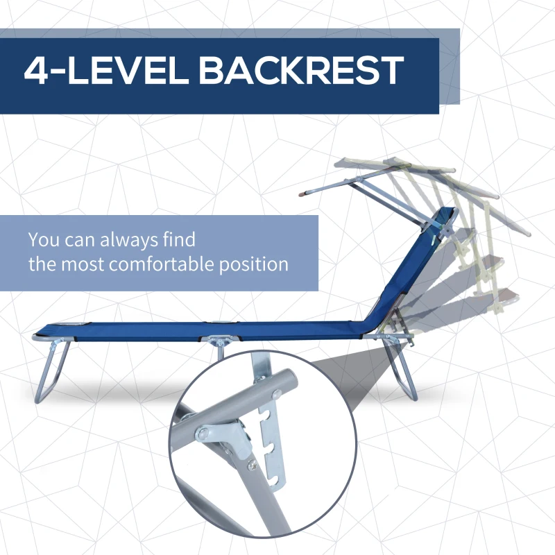 Best Single Sun Lounger, with Awning and Reclining Back - Blue - Image 5