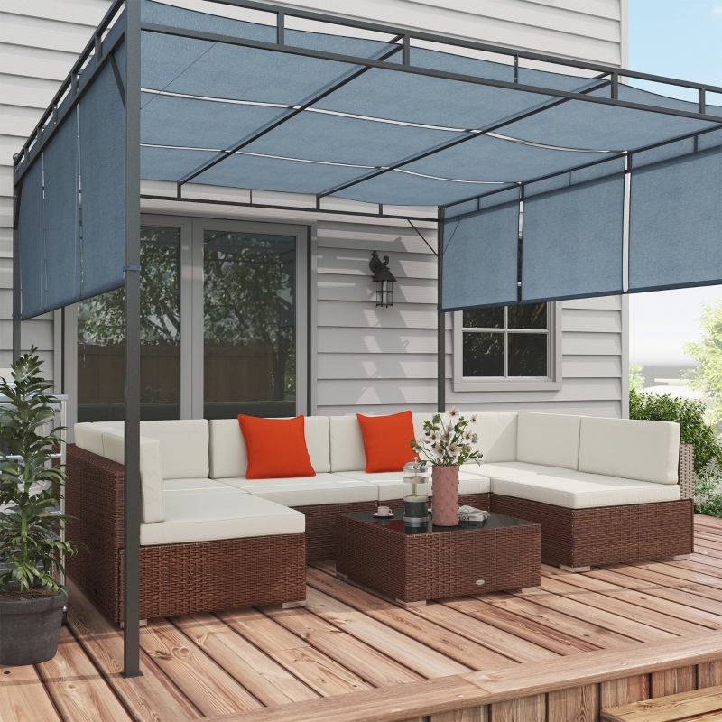 Best Seven-Piece Rattan Garden Set, with Glass-Top Table - Brown/Beige - Image 10