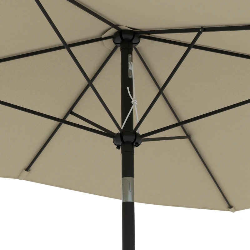 Best 2 x 3(m) Garden Parasol Umbrella, Rectangular Outdoor Market Umbrella Sun Shade with Crank & Push Button Tilt, 6 Ribs, Aluminium Pole, Cream White - Image 9