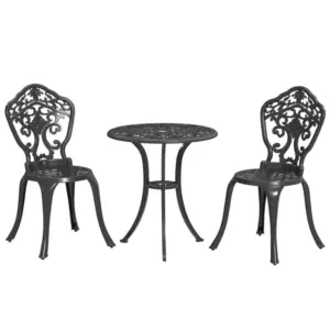 Best Three-Piece Aluminium Floral Bistro Set - Black
