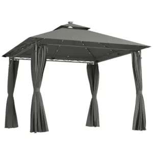 Best 3 x 3 m Solar LED Metal Gazebo - Dark Grey
