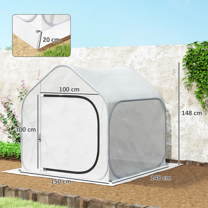 Best 150 x 148cm Pop-Up Greenhouse - White - Image 3