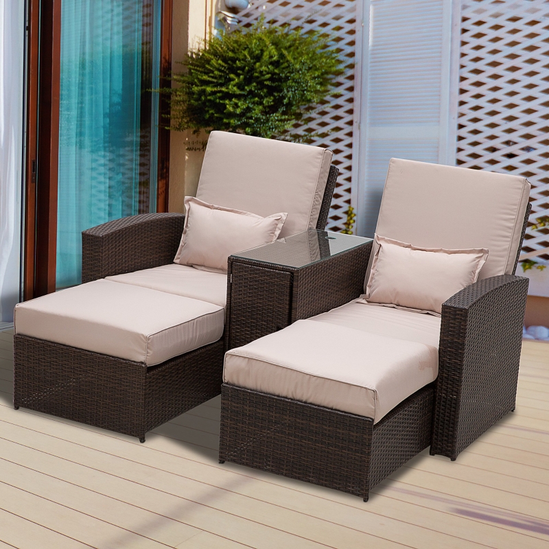 Best 2-Seater Rattan Sofa Lounger Set-Brown - Image 10