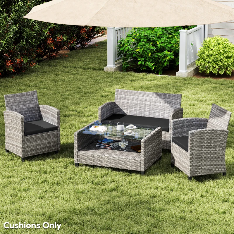 Best Outdoor Seat Cushion Pads for Rattan Furniture, 3 PCs Garden Furniture Cushions, Black - Image 2