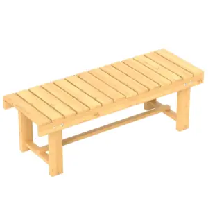 Best 1 Piece 2-seater Outdoor Indoor Wooden Garden Bench Fir Patio Loveseat, 110L x 38W x 35Hcm, Natural