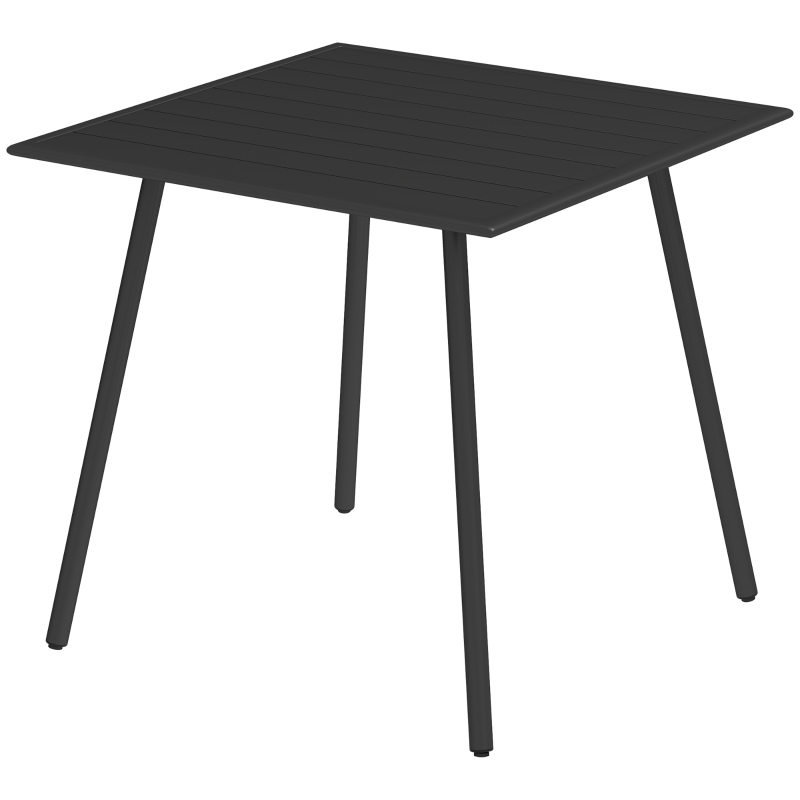 Best Square Garden Table with Slat Top, Steel Frame, Outdoor Table for 4 Person, 80 x 80 x 74 cm, Black - Image 11