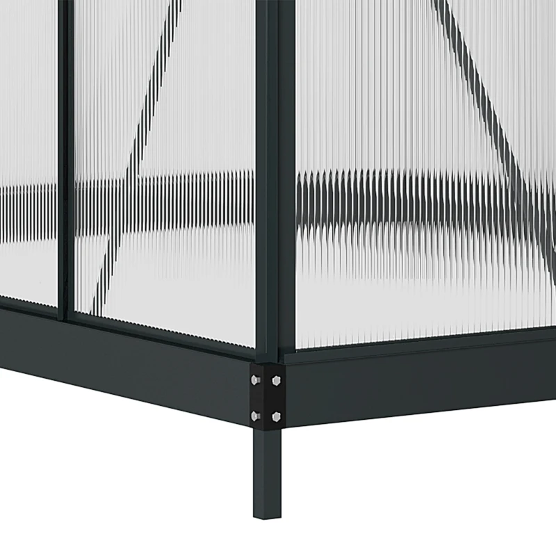 Best 6 x 8ft Polycarbonate Greenhouse, Large Walk-In Green House with Slide Door and Window, Garden Plants Grow House with Aluminium Frame and Foundation, Grey - Image 8