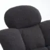 Ergonomic Teddy Fabric Rocking Chair with Tufted Seat, Headrest and Backrest, Painted Metal Base, 102L x 70W x 105H cm, Dark Grey - Image 6