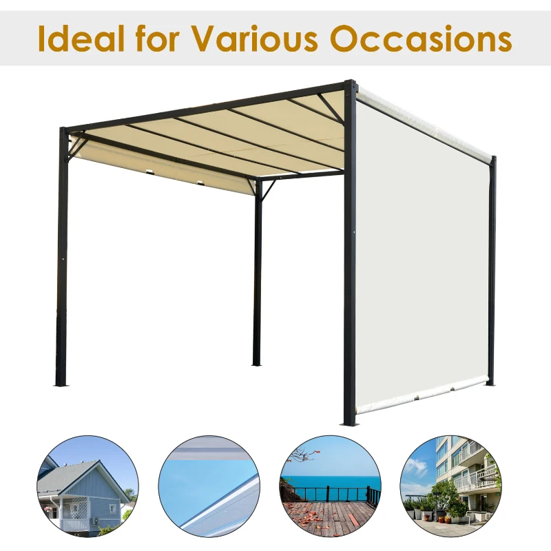 Best Metal Pergola With Canopy Retractable Pergola Canopy 3Lx3Wx2.3H m Garden Gazebo Party Tent Sun Shelter Cover - Cream White/Black - Image 6