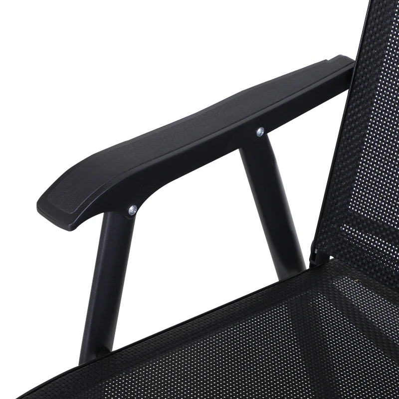 Best Steel Frame Set of 2 Foldable Outdoor Garden Chairs Black - Image 8